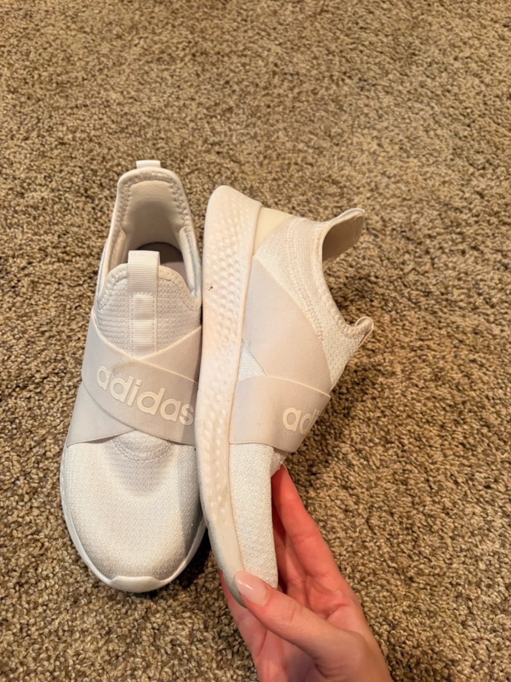 adidas White Slip-On Elastic Crossover Sneakers - Picture 2 of 5